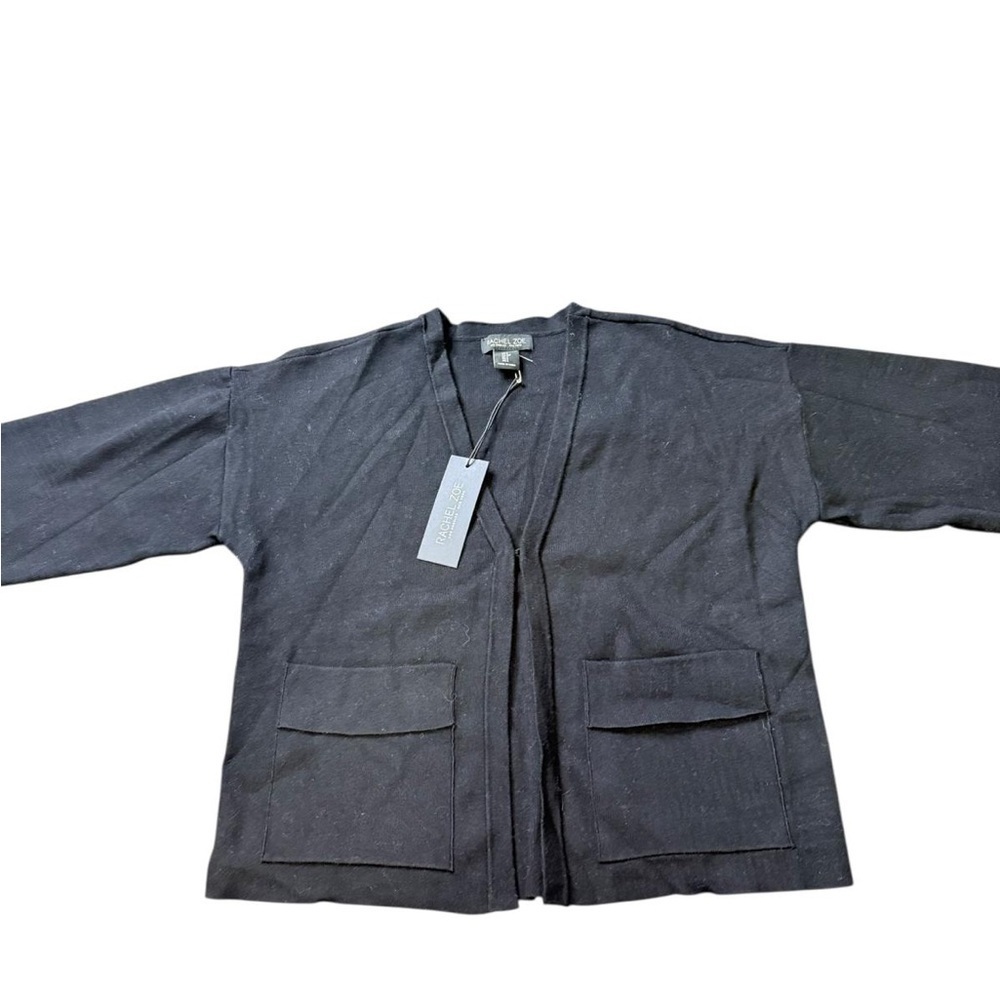 Rachel Zoe Black Open Front Cardigan Sweater with Pockets – Size M (NWT) - Picture 4 of 6